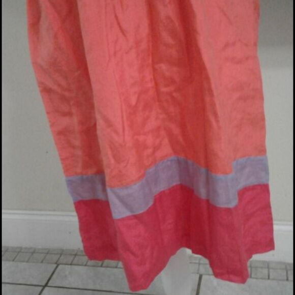 Kensie Colorblock Orange Ruffly Flowy Summery Beach Casual Mini Sundress - Picture 3 of 7